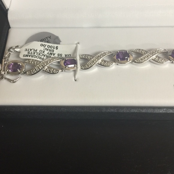 💥ON RESERVE💥NWT! Silver Amethyst Tennis Bracelet - Picture 2 of 2