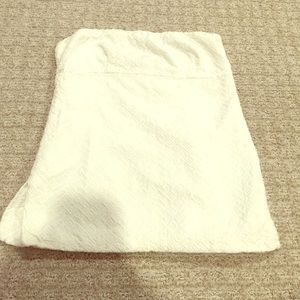 J. Crew White Pleated Pencil Skirt