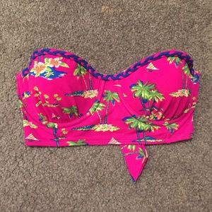 hollister pink tropical bikini top