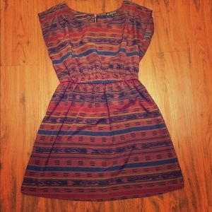 Tribal inspired print short dress