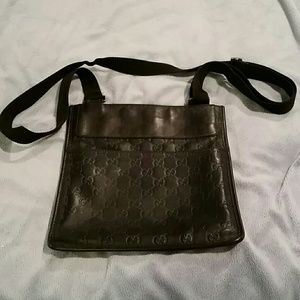 Gucci black leather cross body handbag