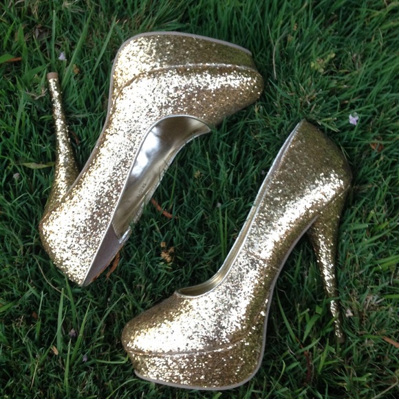 Gold Glitter Heels