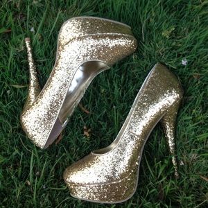 Gold Glitter Heels