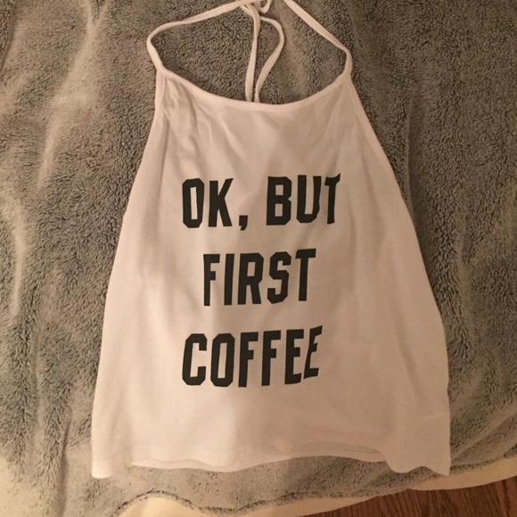 Brandy Melville Tops - RARE Ok but first coffee halter top