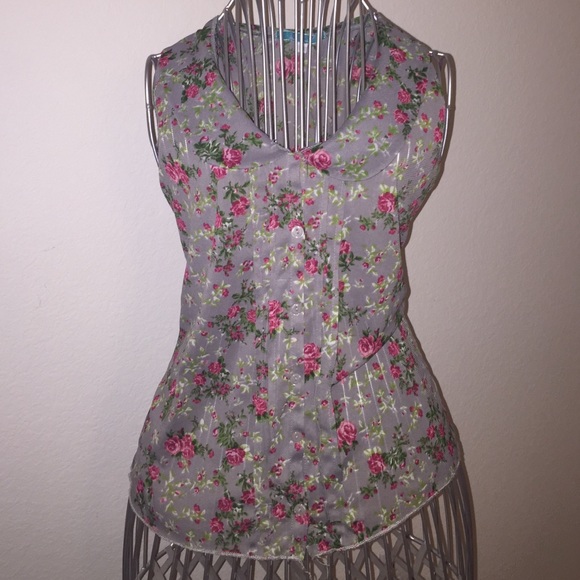 Grey Floral Top