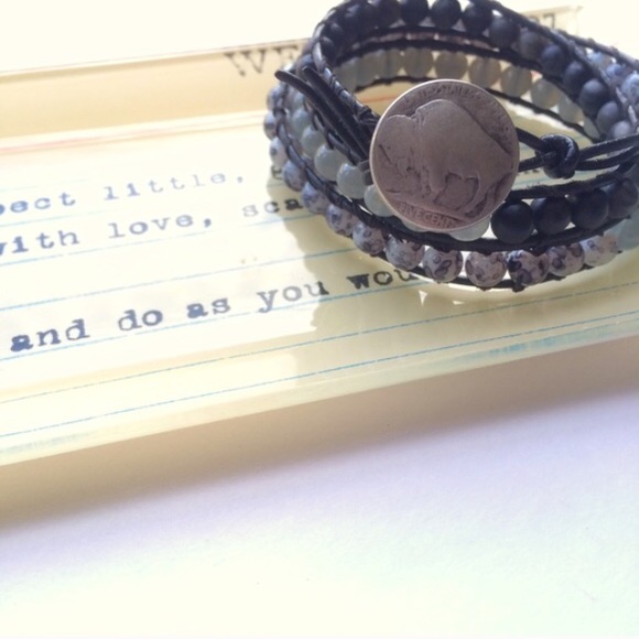 Handmade leather wrapped bracelet