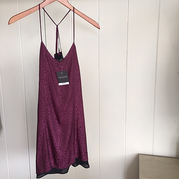 Topshop Beautiful Maroon / Plum silky dress - Picture 1 of 2