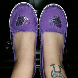 purple slip ons