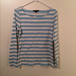 Blue stripe boat-neck top