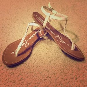 White braided sandals