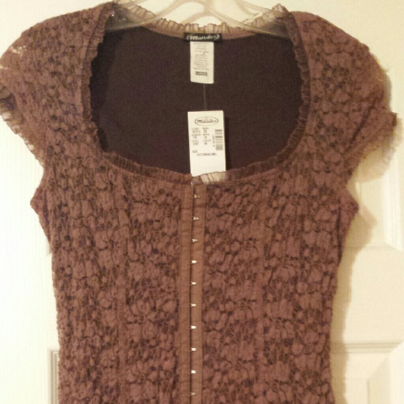 Corset style, lace, hook front, juniors top