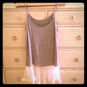Grey tank with lace trim