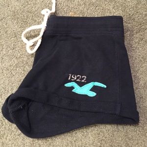 hollister navy blue sweat shorts