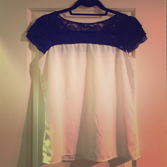 Black & White Lace Neck Top
