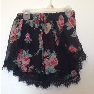 Cute floral shirts with lace trim