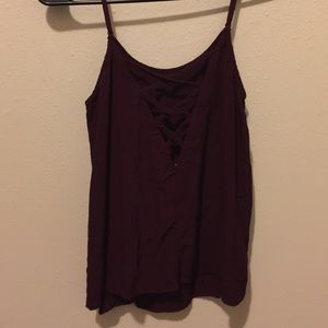 Dark magenta Forever 21 criss-cross back top