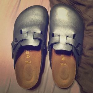 Silver Birkenstock Shoes