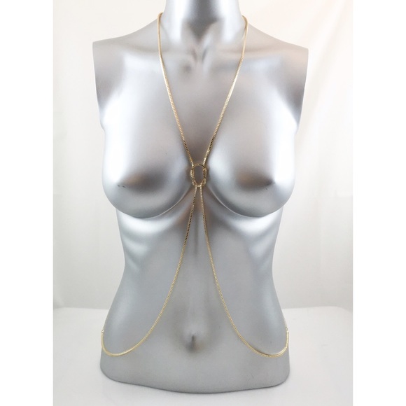 NEW GOLD BOX CHAIN KNOT NECKLACE BODY CHAIN