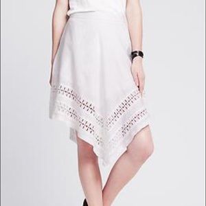 NWT Banana Republic Eyelet-Hem Angled Skirt White