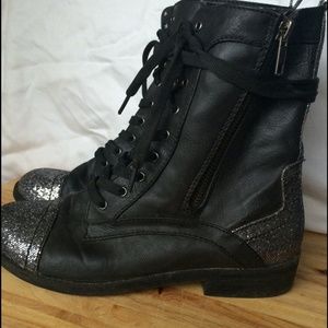Black Combat Boots w/Metallic Details