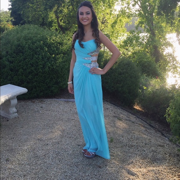 Tiffany blue, long dress - Picture 2 of 4