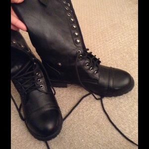 Black combat boots
