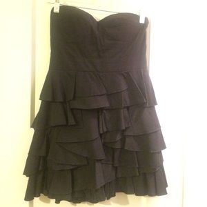 Strapless Black Ruffled Dress