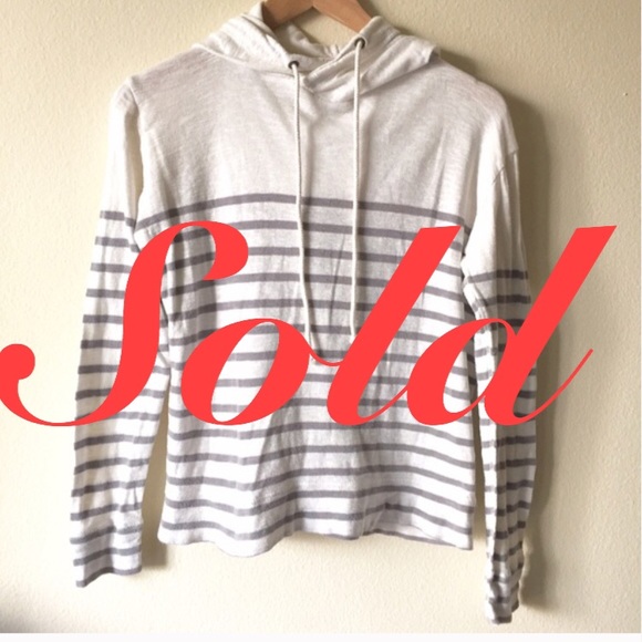 🚫SOLD🚫JCrew grey stripe hooded cotton sweater