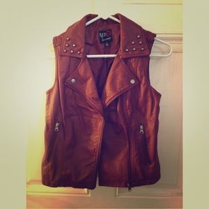 Gold Studed Faux Leather Vest