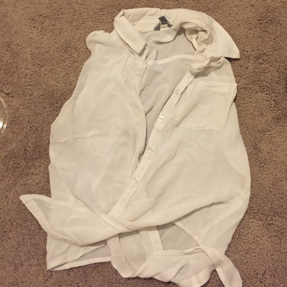 Shear white blouse button up tank!