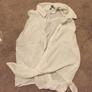 Shear white blouse button up tank!