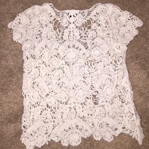 Crochet beige flower cute top