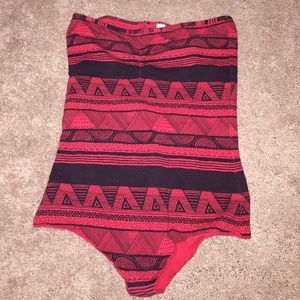 Red and black patterned one piece!