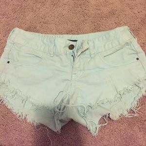 Light teal fray shorts !!