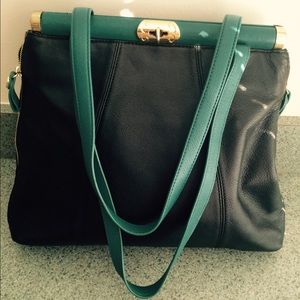 Emma Fox Color-block Turn-lock Dowel Handbag