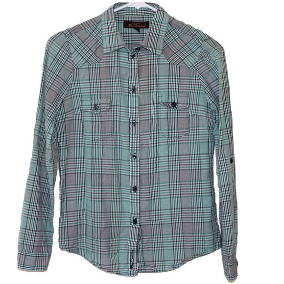 Ben Sherman Plaid Woven Long-Sleeve Button-down