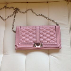 Rebecca Minkoff pink quilted chained clutch