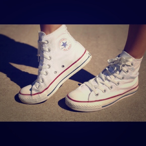 White high top converse 5.5 women! Great condition