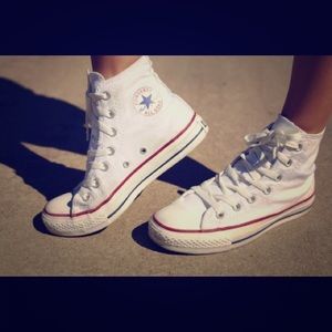 White high top converse 5.5 women! Great condition