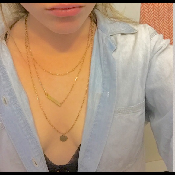 Three layered gold necklace