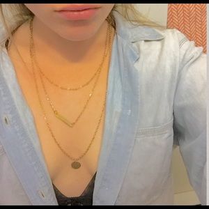 Three layered gold necklace