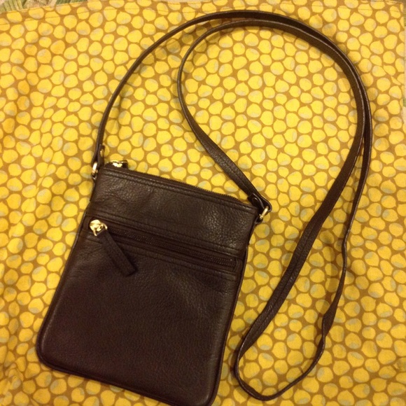 Talbots Crossbody brown pebbled leather handbag