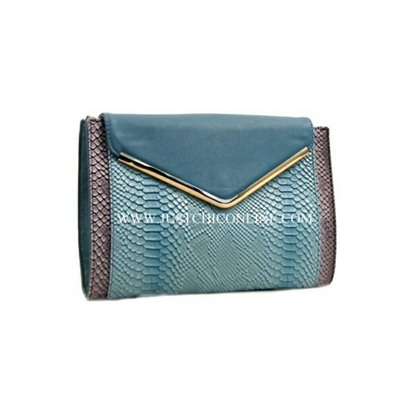 Oversized Snake Print Envelope Clutch