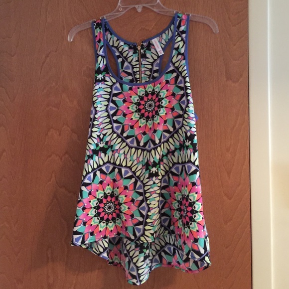 Tribal print razor back blouse