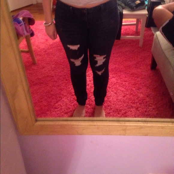 Pac sun dark wash destroyed jegging