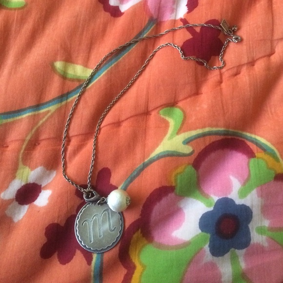 John Wind M initial necklace with pearl charm - Picture 1 of 3