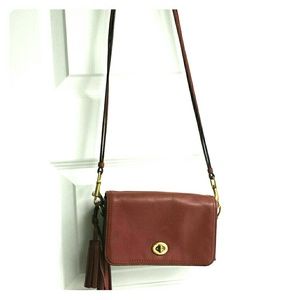 Coach brown leather small cross body bag