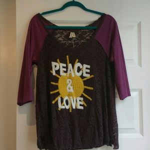 Peace and love! Embroidered we the free baseball t