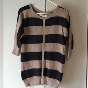 LOFT gray and tan wool 3/4 length tunic sweater