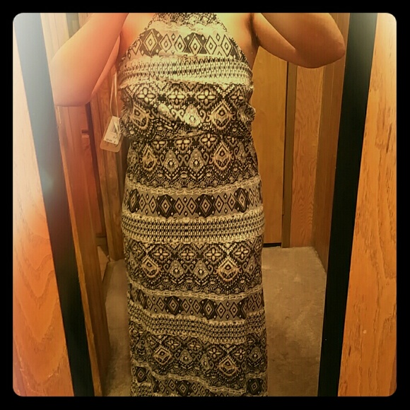 Maxi dress beige pattern